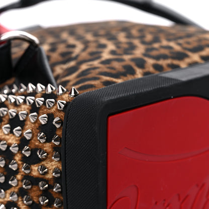 Christian Louboutin Canvas Leopard Print Spiked Explorafunk Backpack Brown 8 of 17