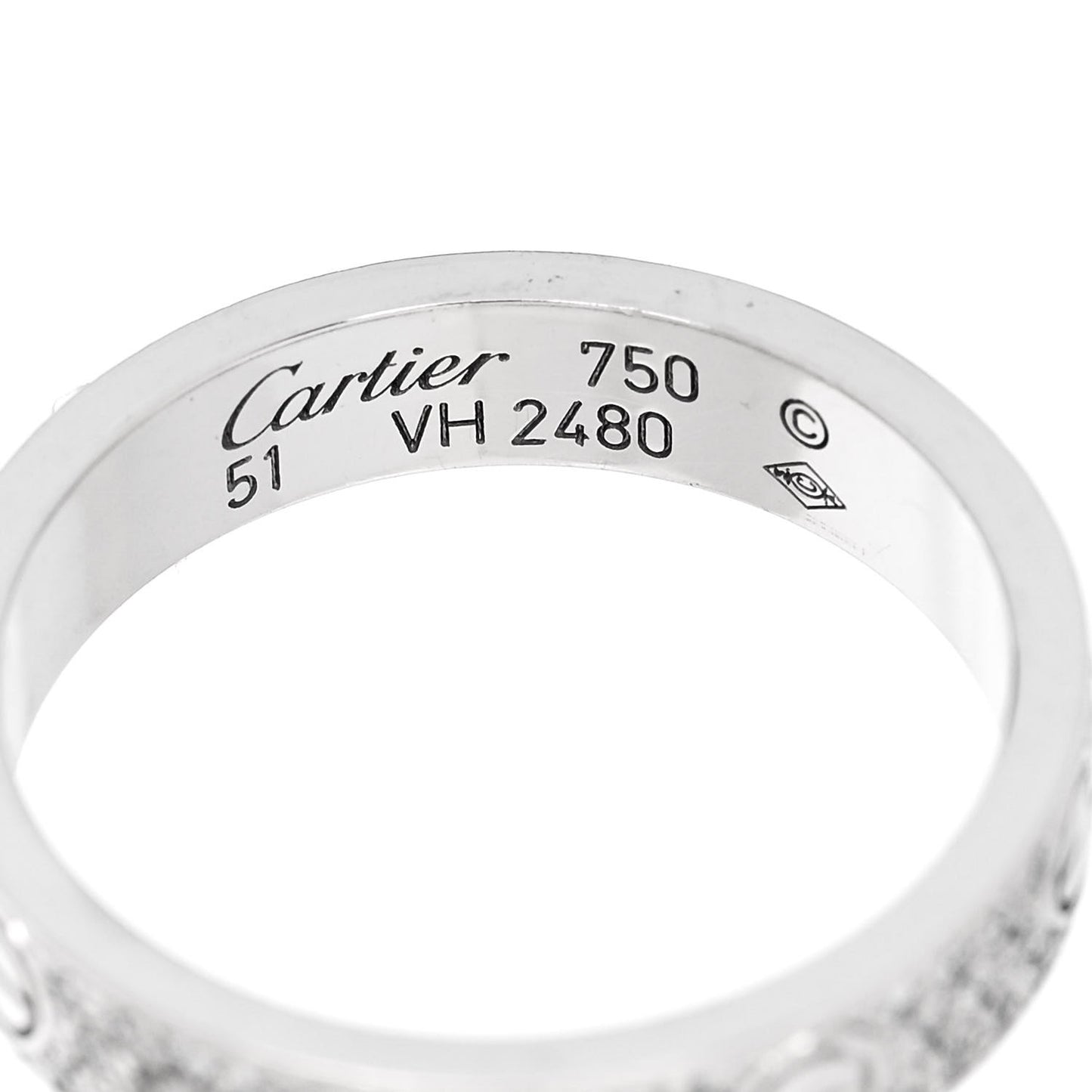 18K White Gold Diamond 4mm LOVE Wedding Paved Band Ring 51 5.75
