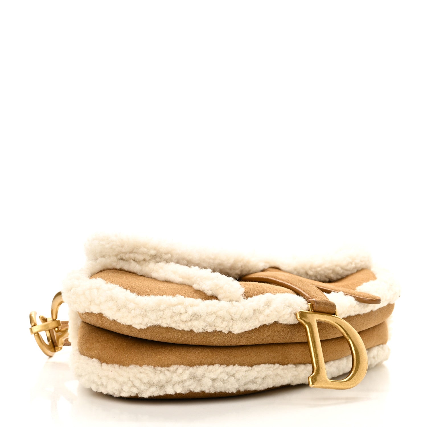 Christian Dior Shearling Saddle Bag Camel 4 of 19