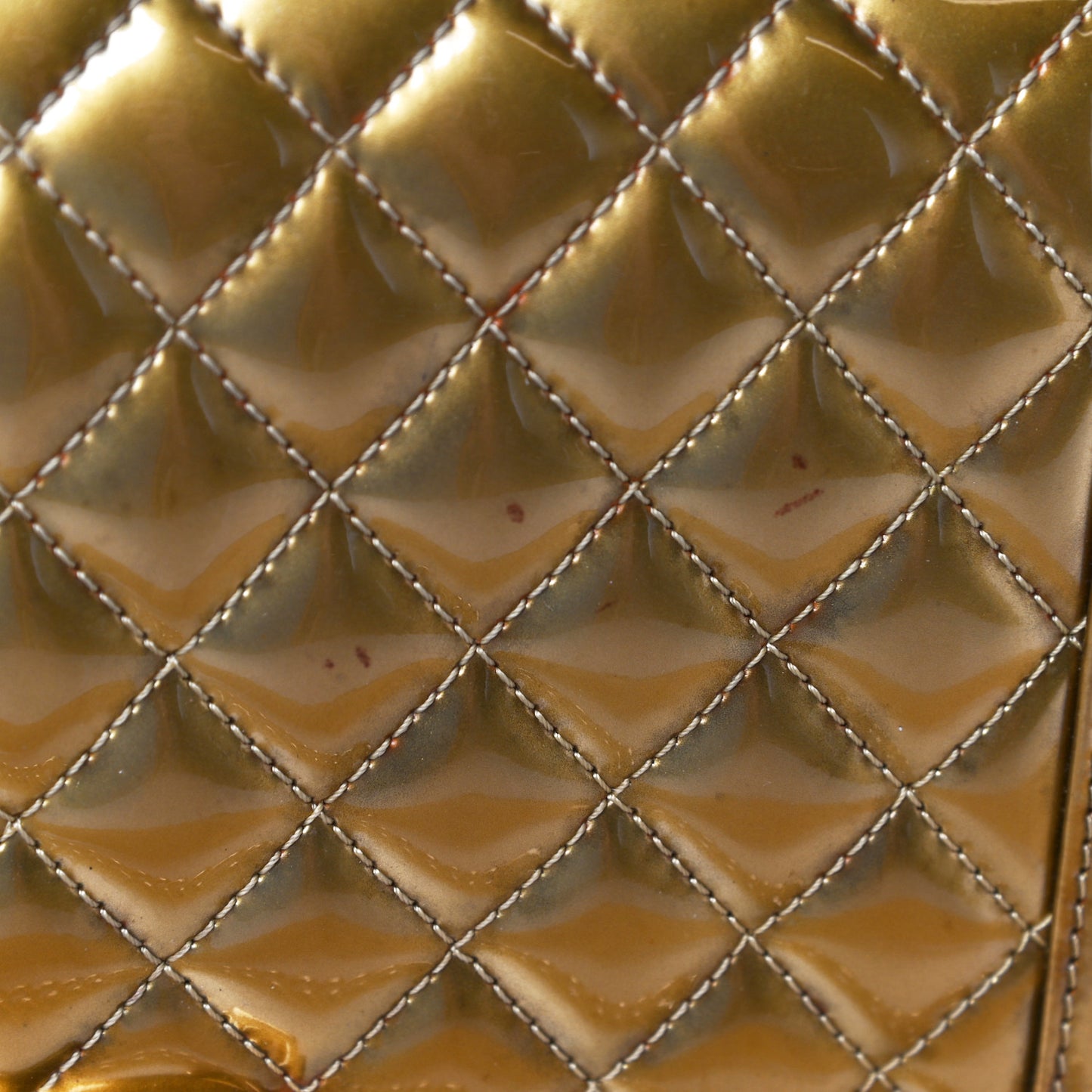 Metallic Patent Calfskin Quilted Medium Boy Flap Gold