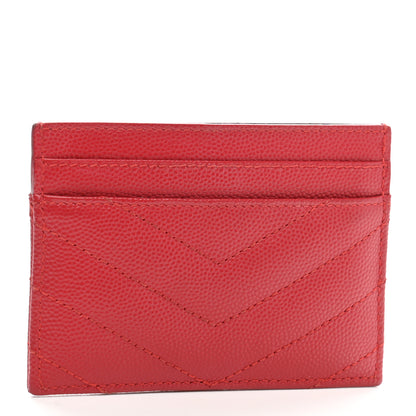 Saint Laurent Grain De Poudre Matelasse Chevron Monogram Credit Card Case Bandana Red 3 of 7