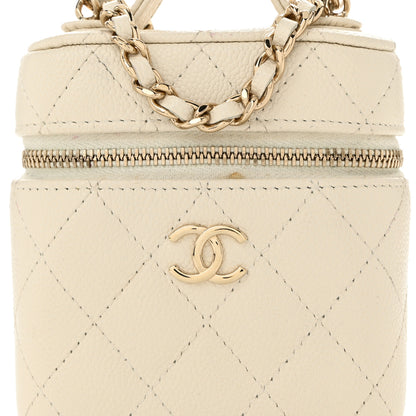 Chanel Caviar Quilted Small Handle With Care Vanity Case With Chain White 8 of 11
