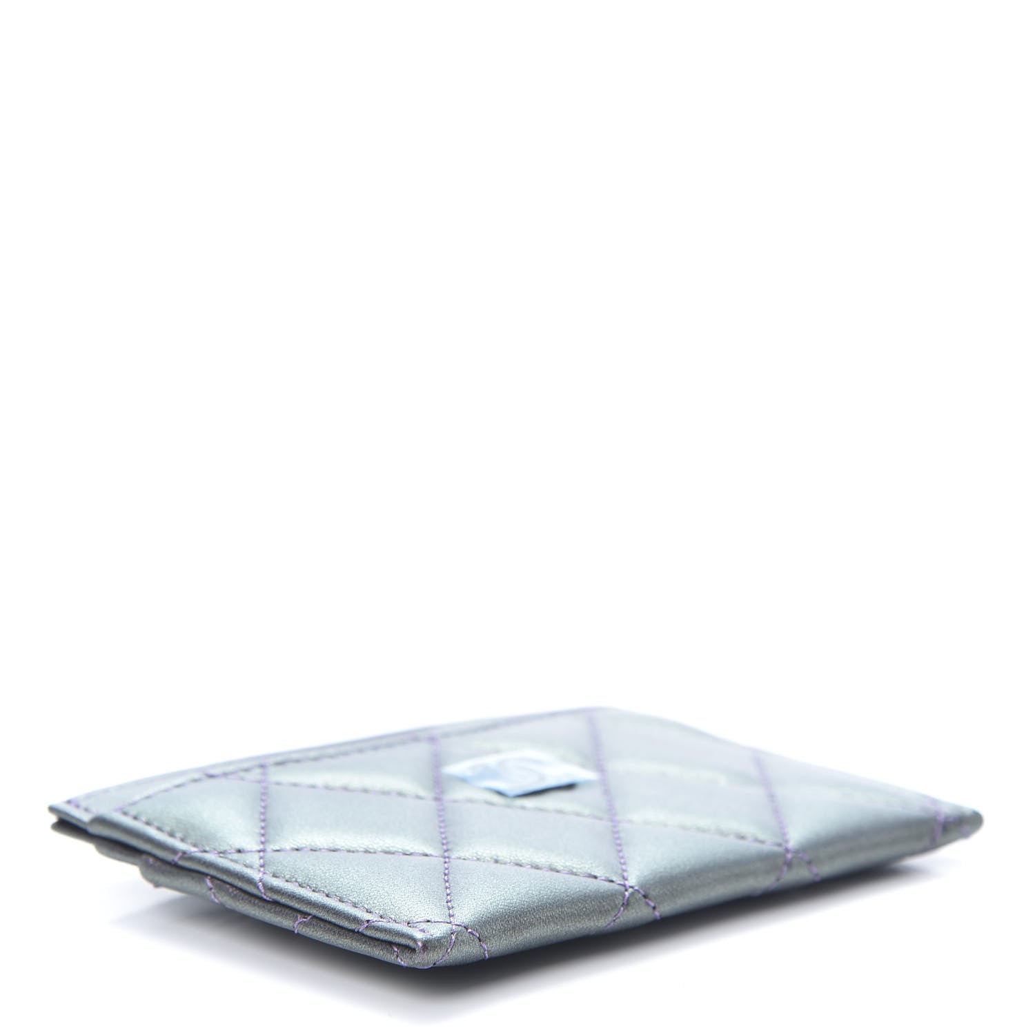 Chanel Iridescent Lambskin Quilted Card Holder Purple 4 of 8