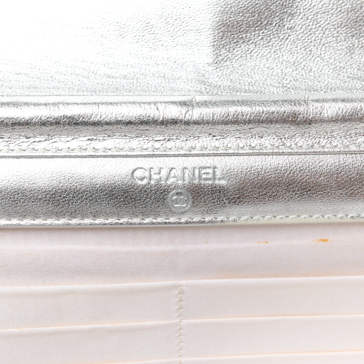 Chanel Nylon Travel Wallet On Chain WOC Metallic Silver 6 of 16