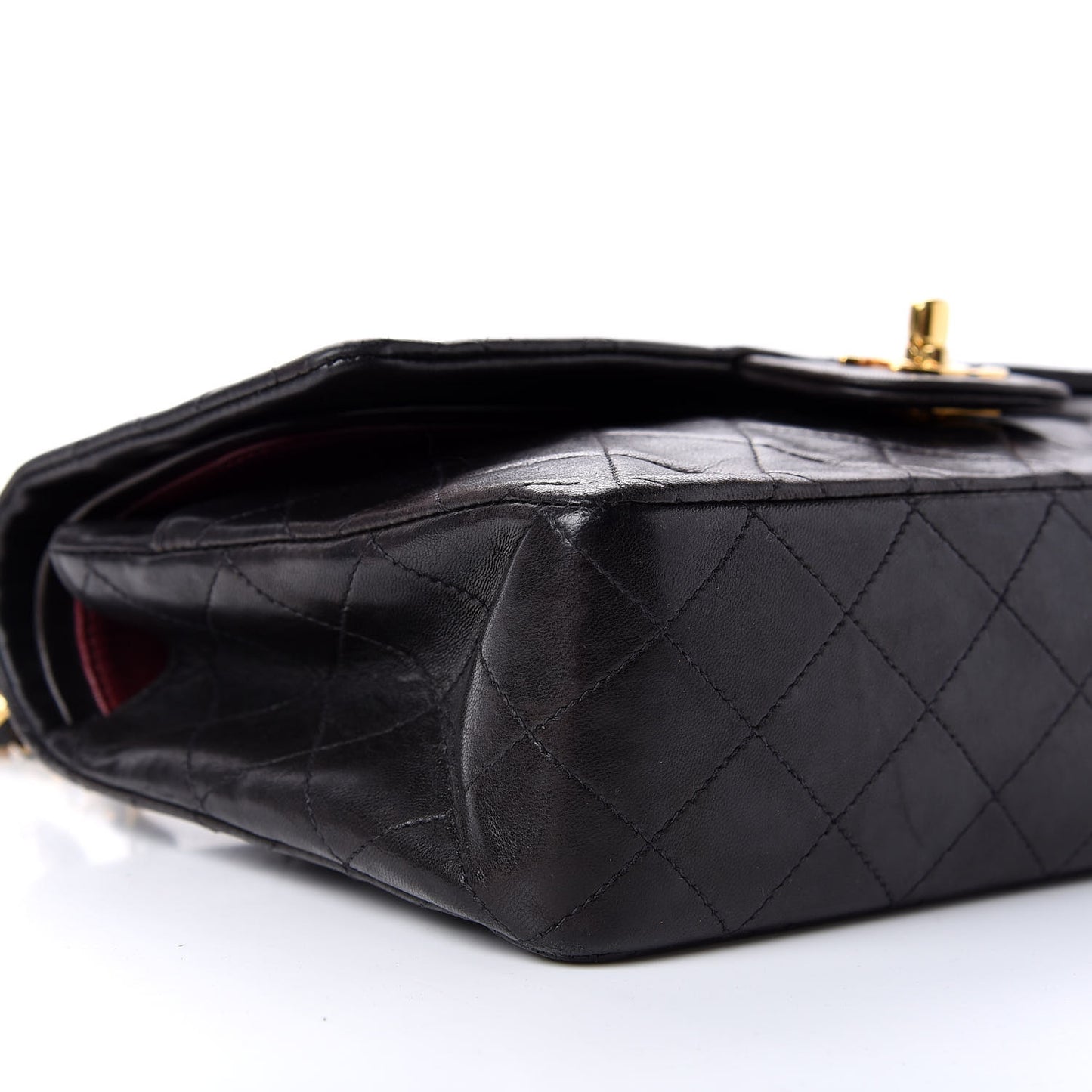 Lambskin Quilted Medium Double Flap Black