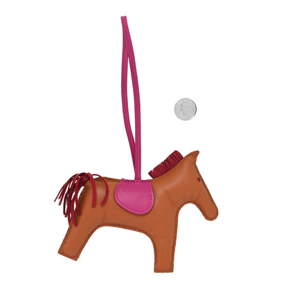 Hermes Milo Lambskin Grigri Rodeo Horse Bag Charm GM Gold Rubis Rose Pourpre 2 of 4