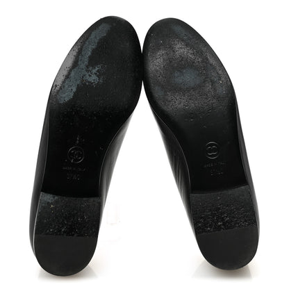 Chanel Lambskin Patent Cap Toe CC Ballerina Flats 37.5 Black 7 of 10