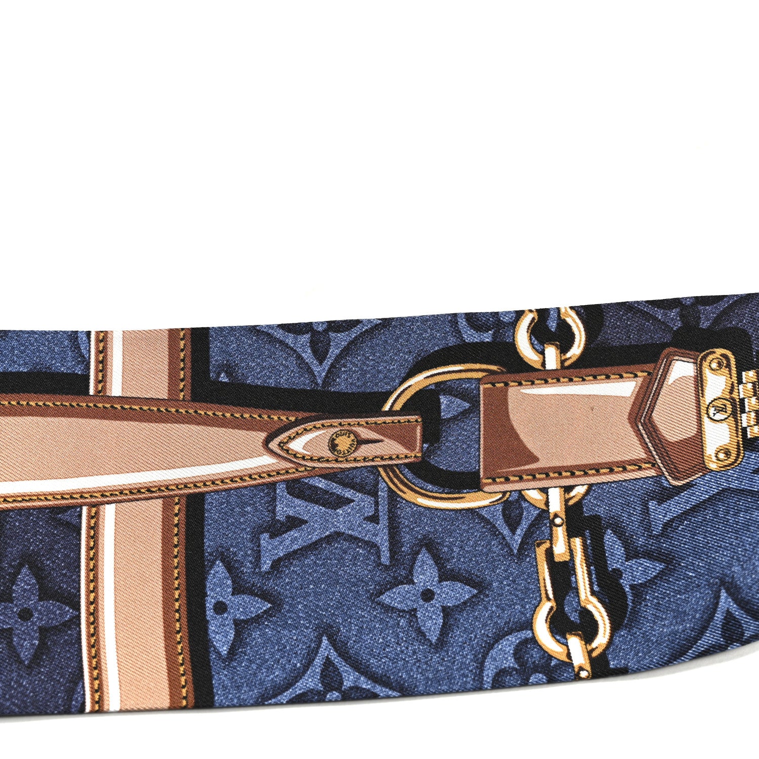 Louis Vuitton Silk Denimgram Confidential Bandeau Denim Blue 3 of 4