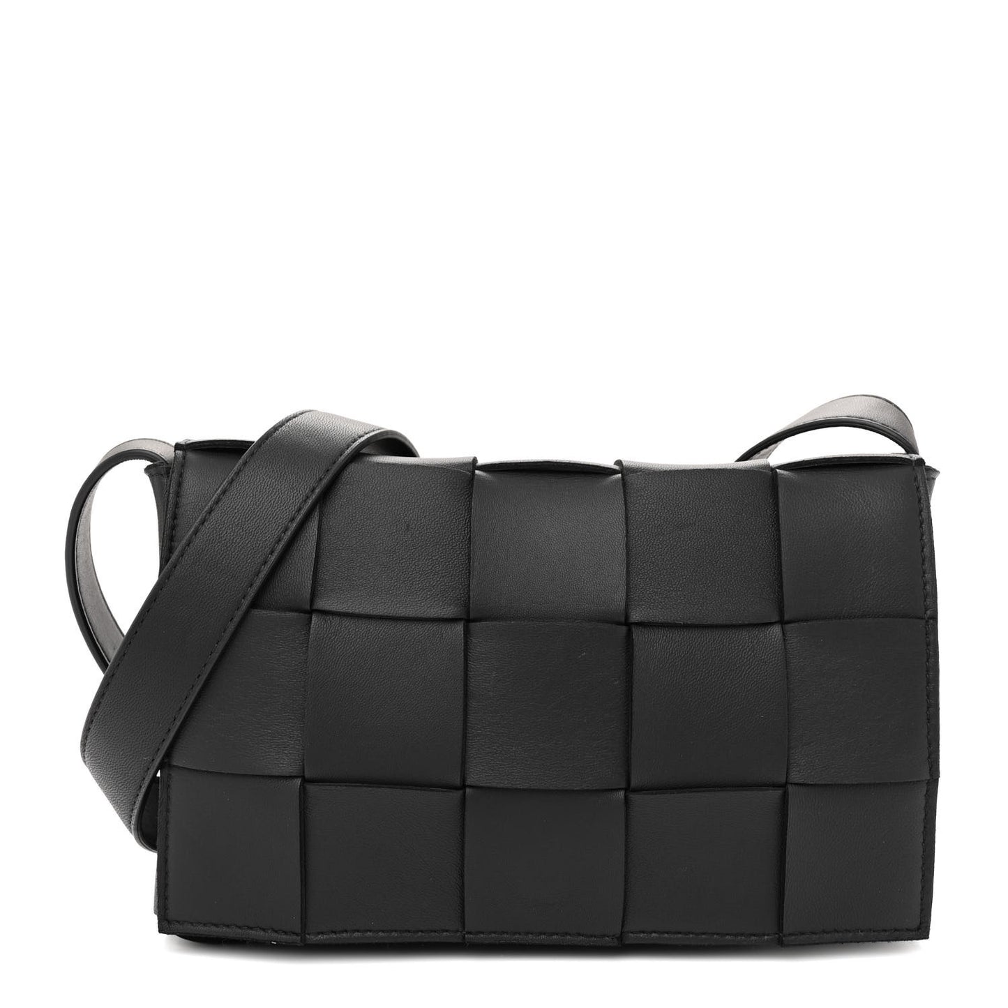 Lambskin Maxi Intrecciato Cassette Crossbody Bag Black
