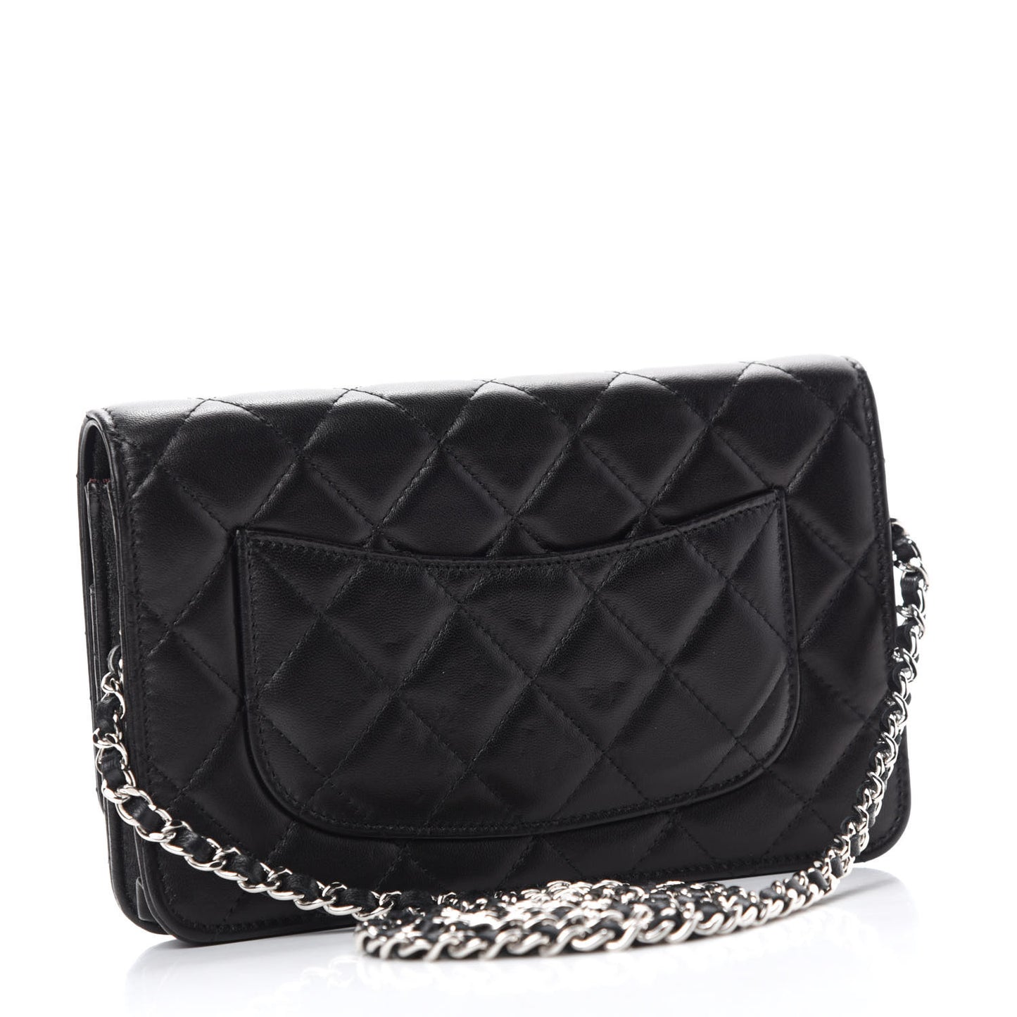 Lambskin Quilted Wallet On Chain WOC Black