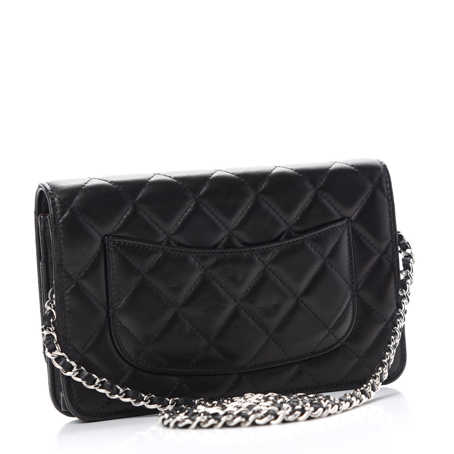 Chanel Lambskin Quilted Wallet On Chain WOC Black 3 of 12