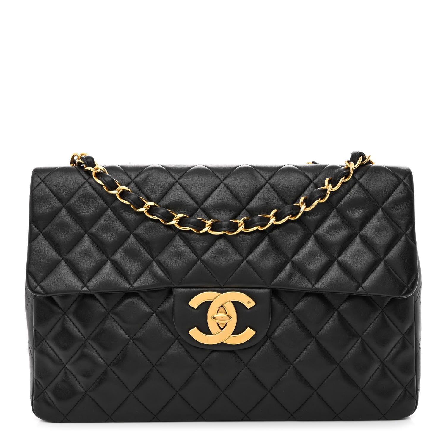 Chanel Lambskin Quilted XL Jumbo Single Flap Black 1 of 12