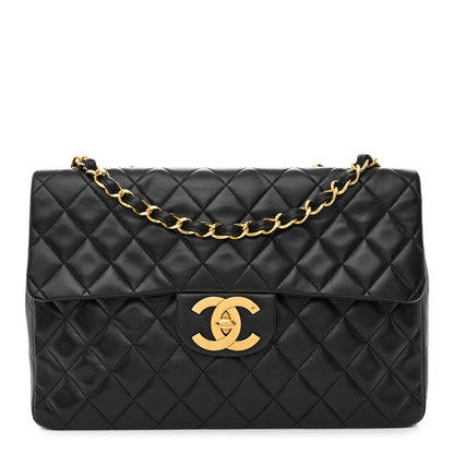 Chanel Lambskin Quilted XL Jumbo Single Flap Black 1 of 12