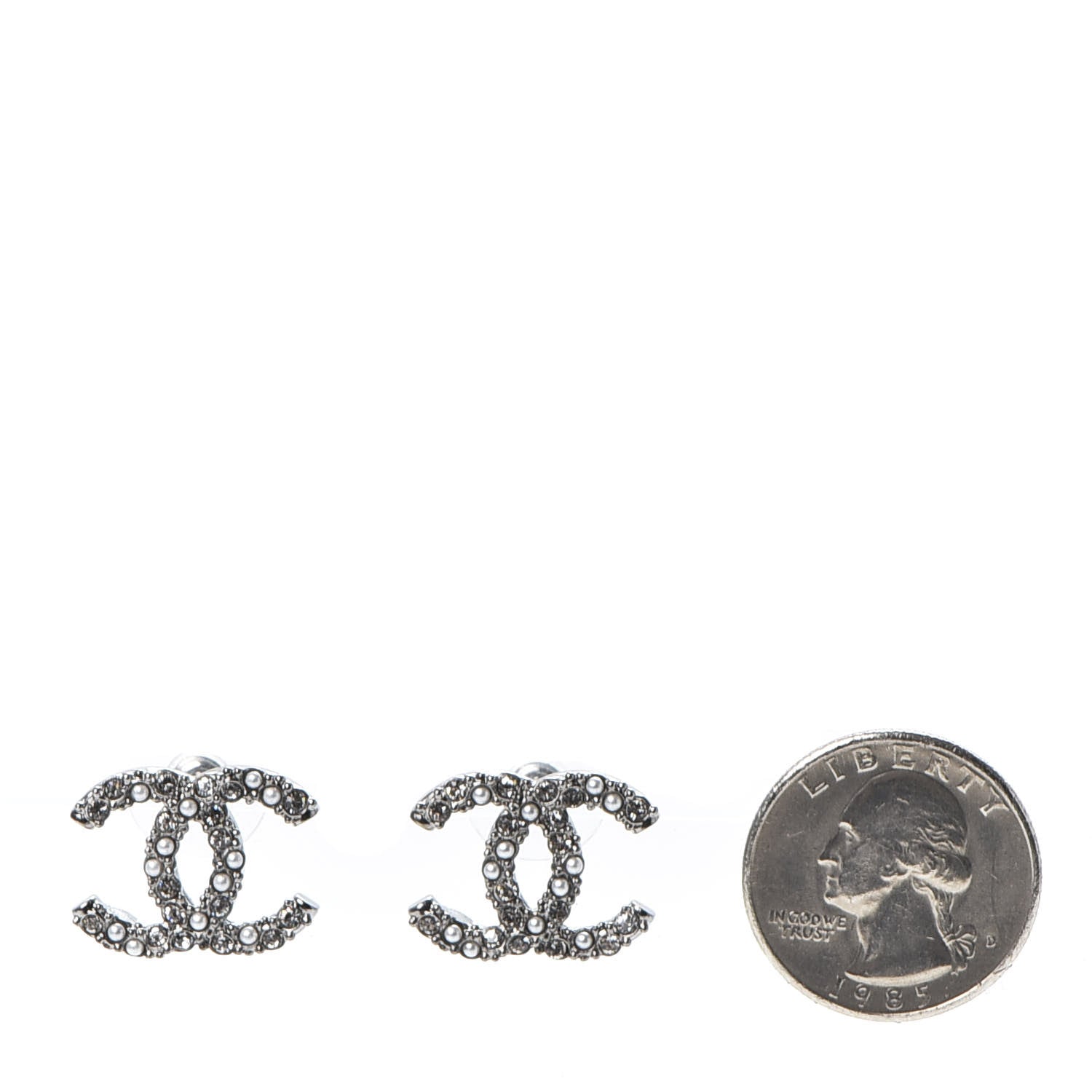 Chanel Ruthenium Crystal Pearl Caviar Earrings 2 of 5