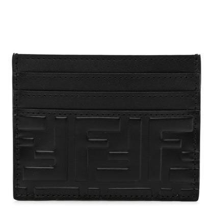 Fendi Vitello Grace FF Embossed Card Holder Black 1 of 6