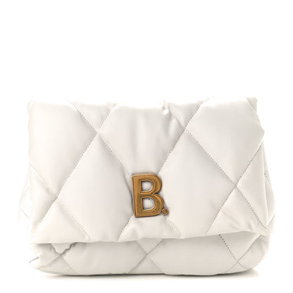 Balenciaga Nappa Calfskin Quilted Touch B Puffy Clutch White 1 of 9