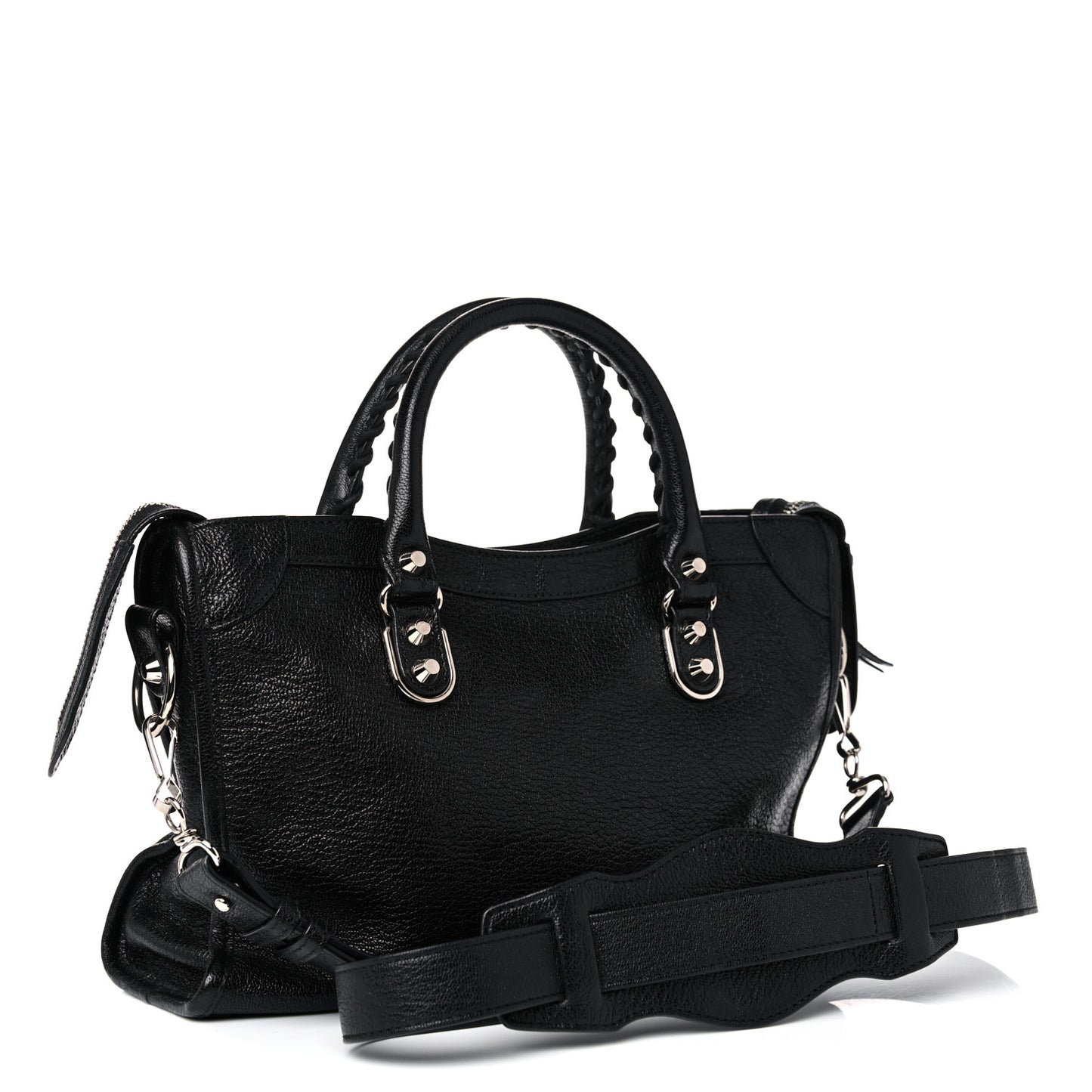Chevre Silver Metallic Edge Hardware S City Black