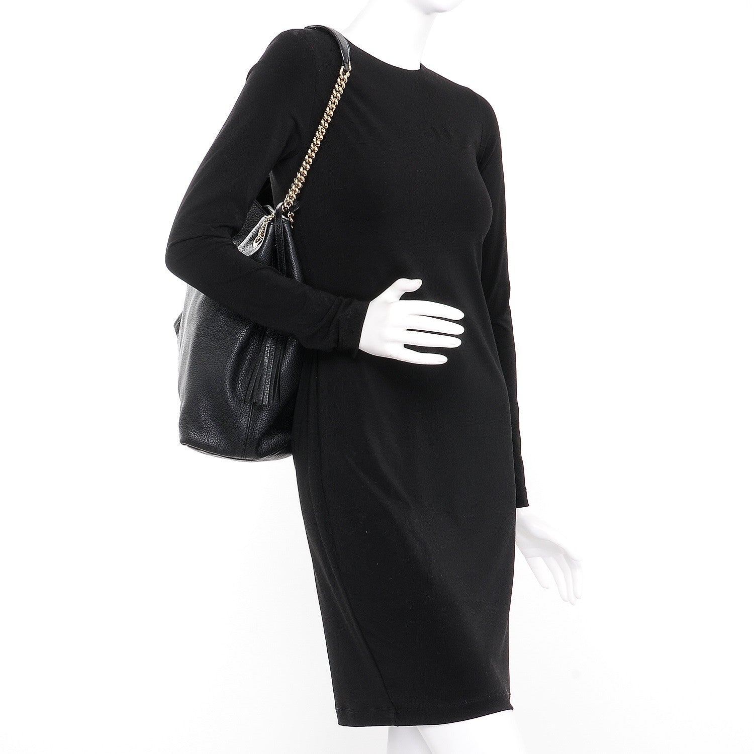 Gucci Pebbled Calfskin Large Soho Chain Shoulder Bag Black 2 of 7