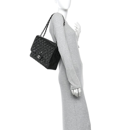 Chanel Patent Calfskin Sparkle Quilted Maxi Single Flap Black 2 of 10