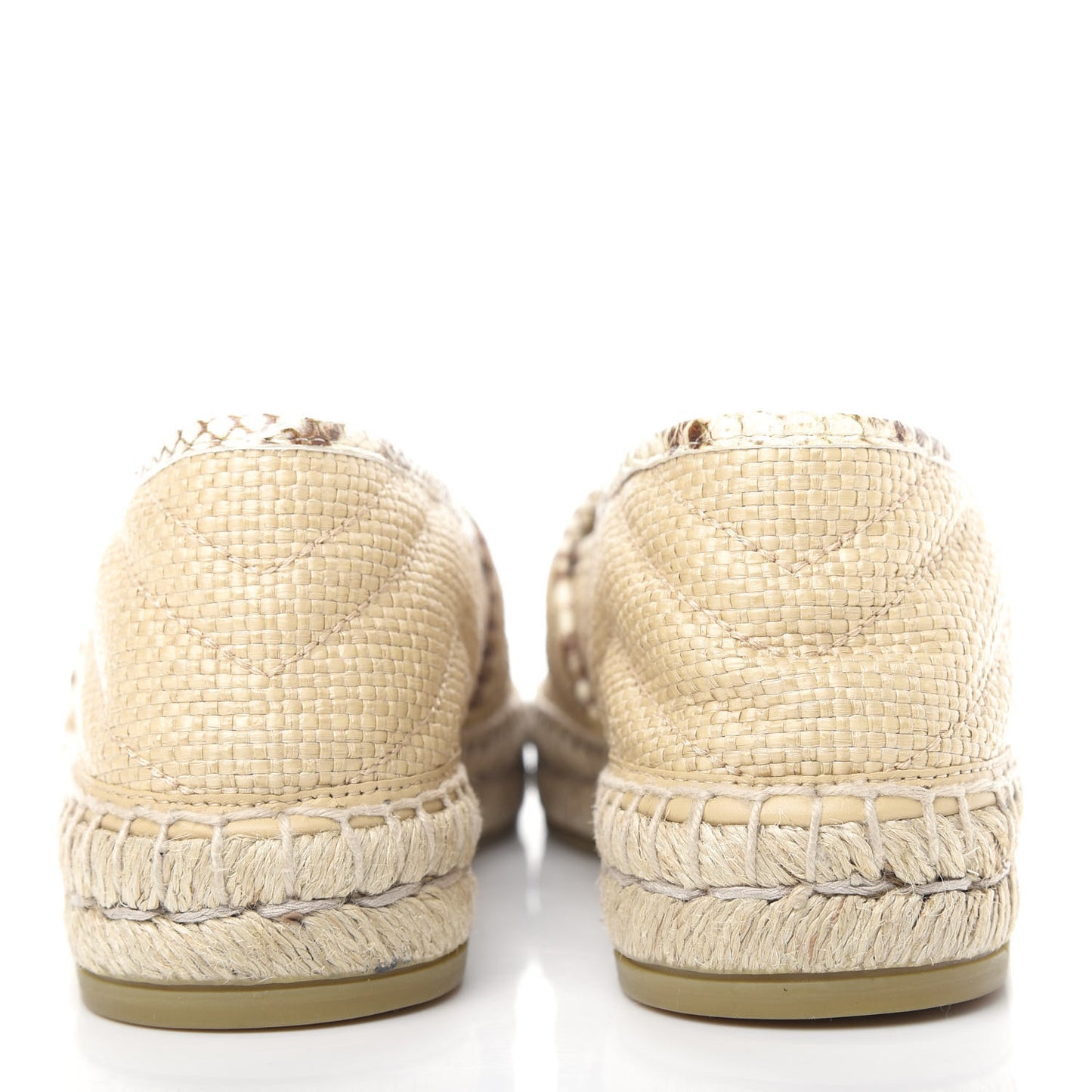 Straw Elaphe Matelasse GG Marmont Espadrilles 37 Natural Cream Brown