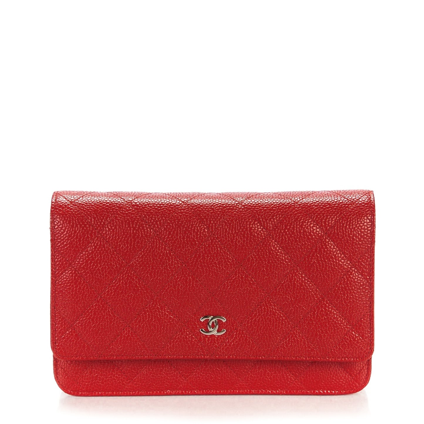 Caviar Quilted Wallet On Chain WOC Dark Red