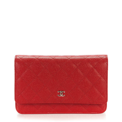 Chanel Caviar Quilted Wallet On Chain WOC Dark Red 1 of 5