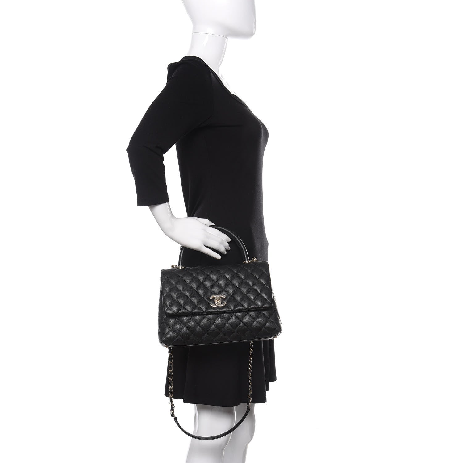 Chanel Caviar Quilted Small Coco Handle Flap Black 3 of 12