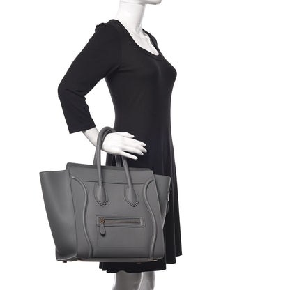 Celine Drummed Calfskin Mini Luggage Kohl 2 of 9