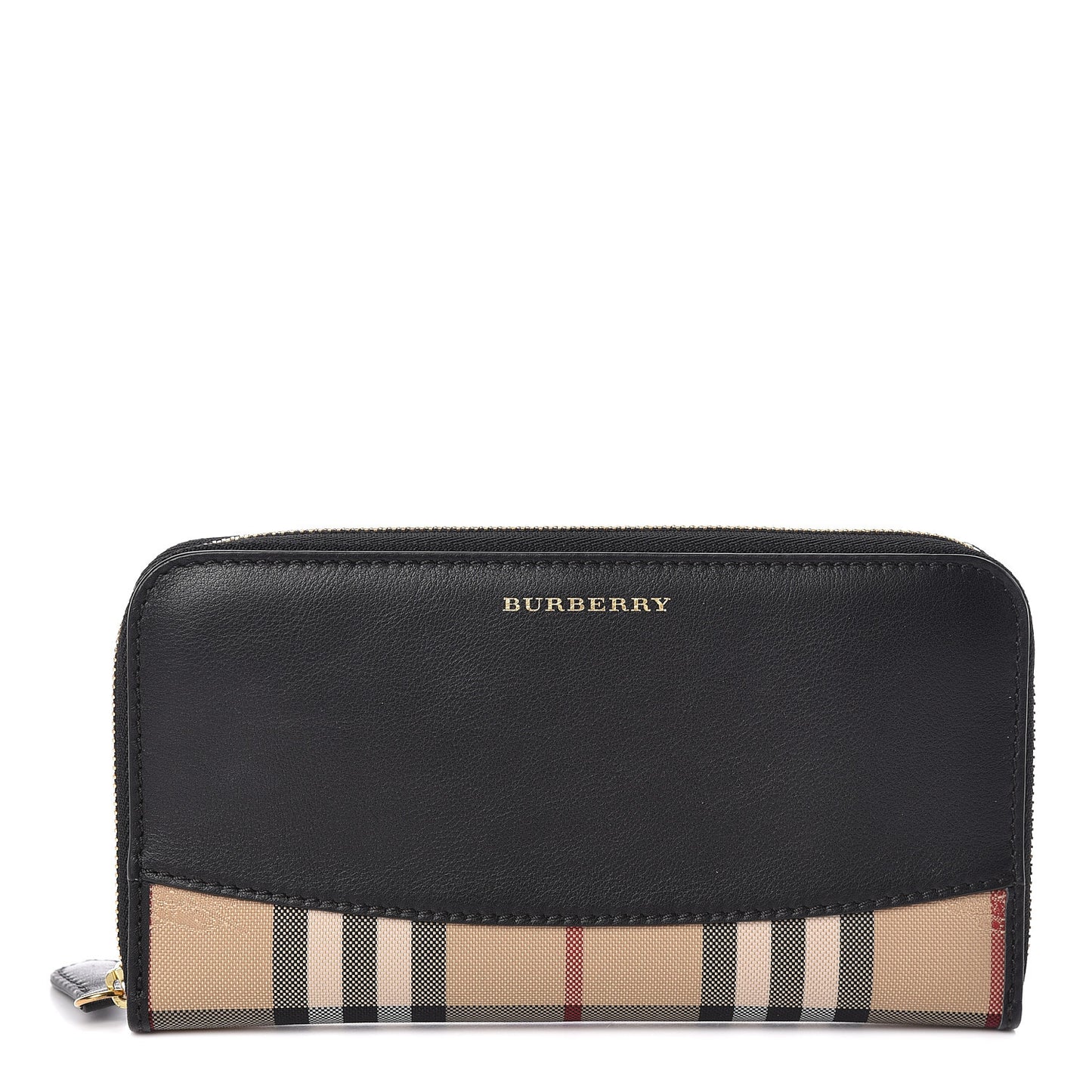 Calfskin Haymarket Check Elmore Zip Around Wallet Black
