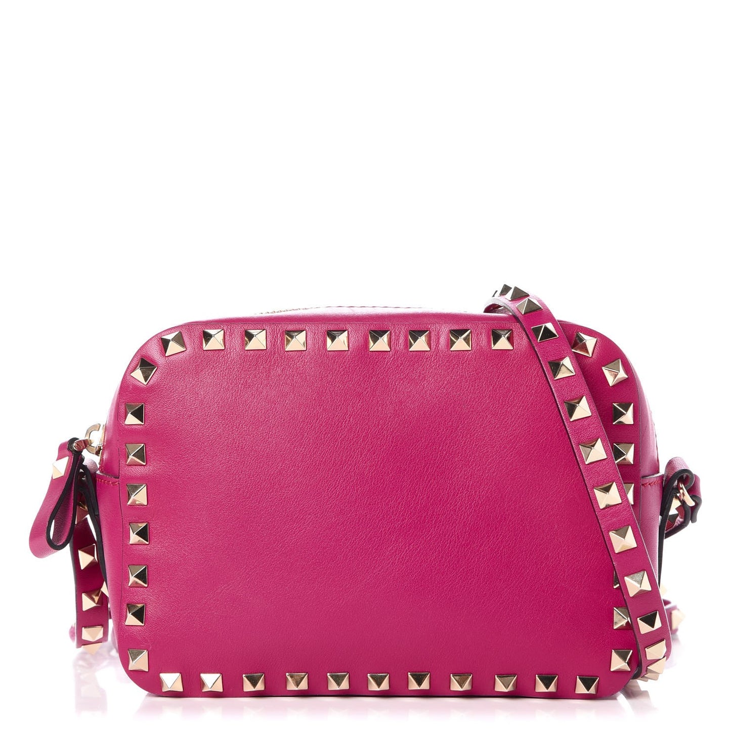 Calfskin Rockstud Camera Crossbody Bag Fuchsia