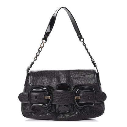 Fendi Nappa Patent B Bis Flap Bag Black 1 of 10