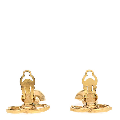 Chanel Metal CC Quilted Drop Clip On Earrings Gold 4 of 6