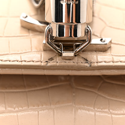 Saint Laurent Calfskin Crocodile Embossed Small Classic Monogram Kate Tassel Satchel Nude Powder 10 of 10