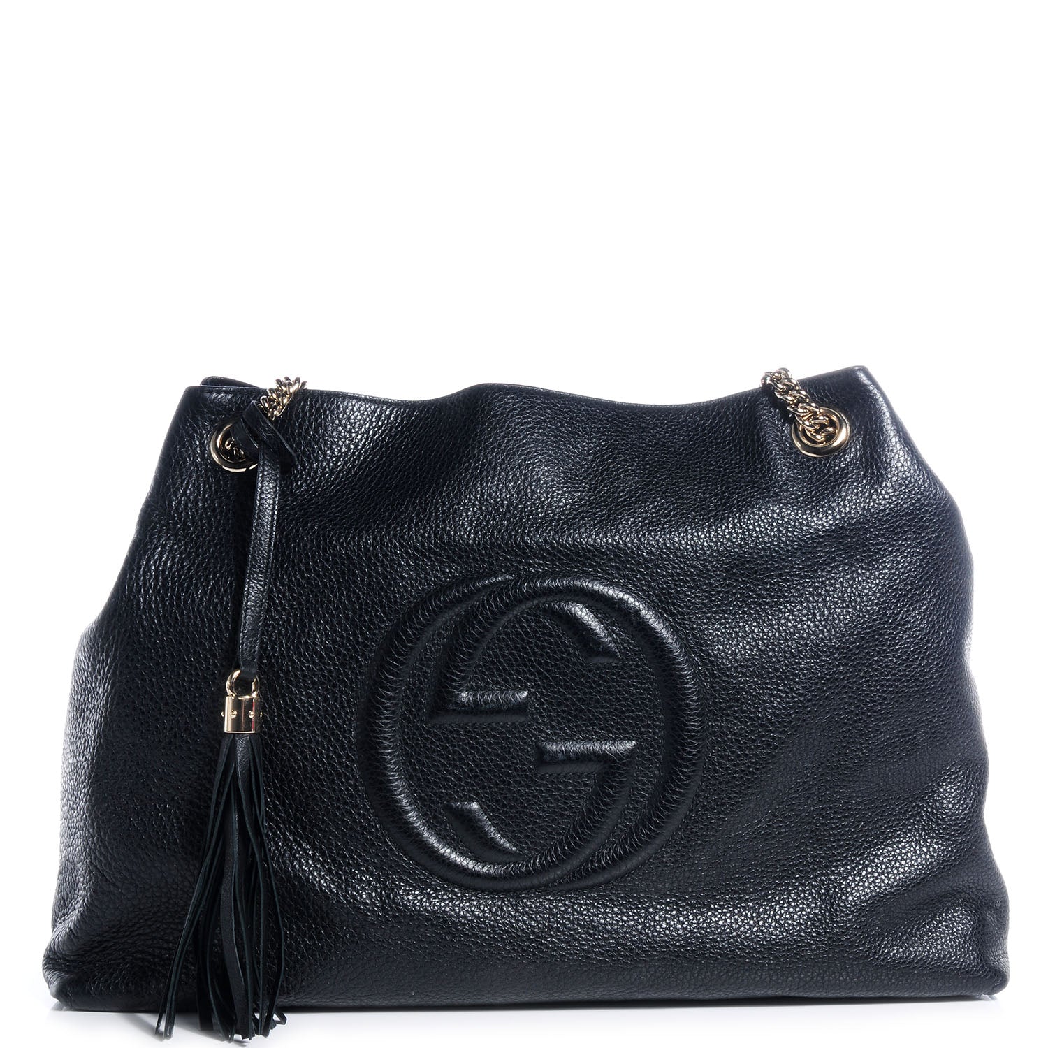 Gucci Pebbled Calfskin Large Soho Chain Shoulder Bag Black 1 of 8