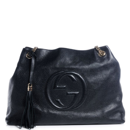 Gucci Pebbled Calfskin Large Soho Chain Shoulder Bag Black 1 of 8
