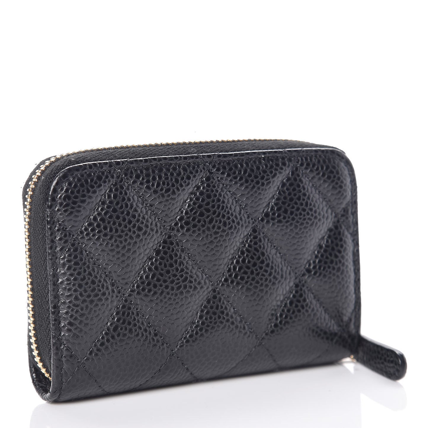 Caviar Quilted Zip Coin Purse Black