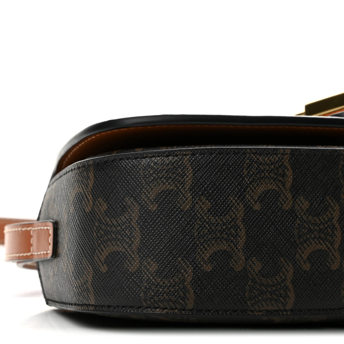 Celine Triomphe Canvas Calfskin Tabou Clutch on Strap Tan 10 of 13