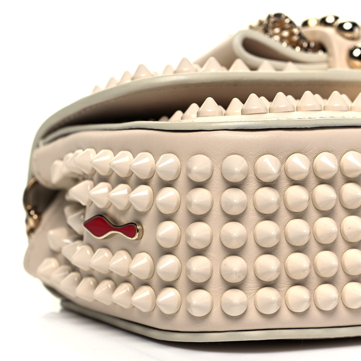 Calfskin Spikes Sweety Charity Shoulder Bag Beige