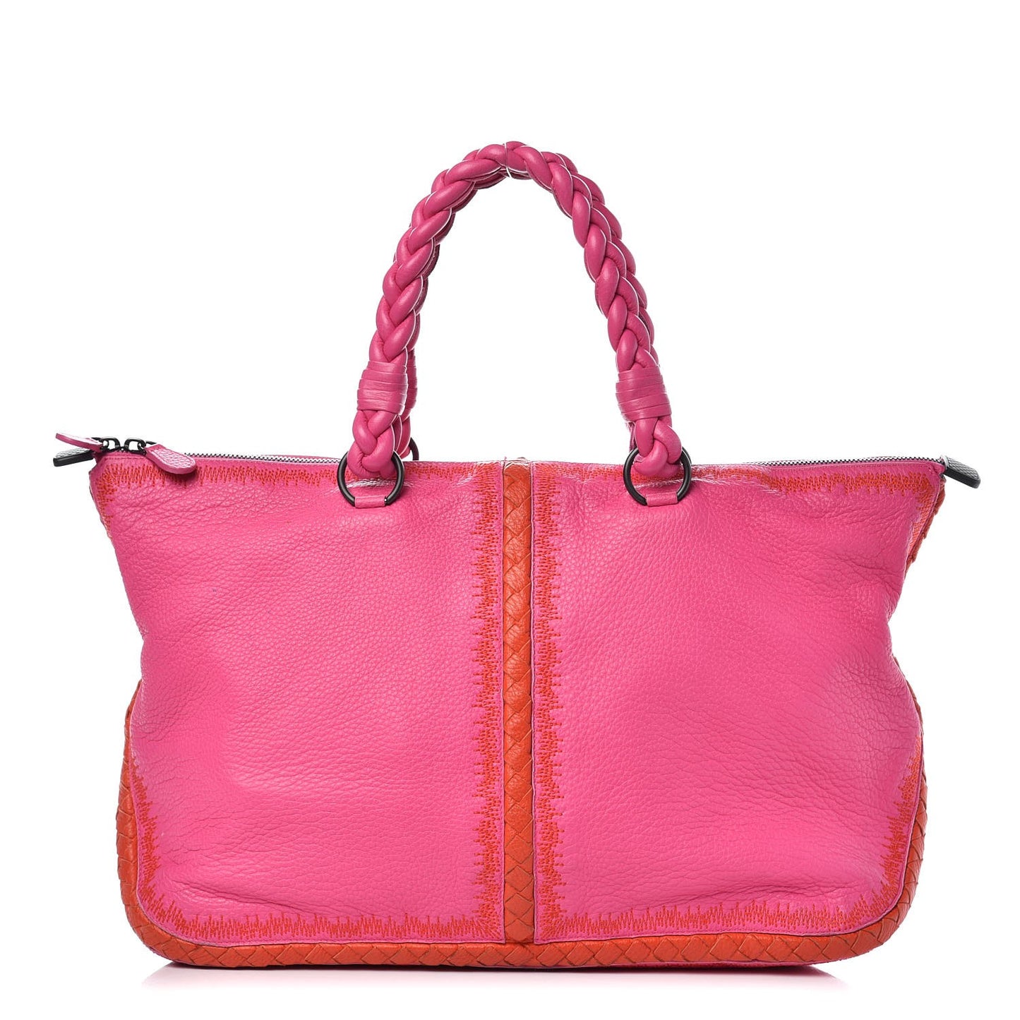 Washed Cervo Deerskin Braided Tote Fire Shock
