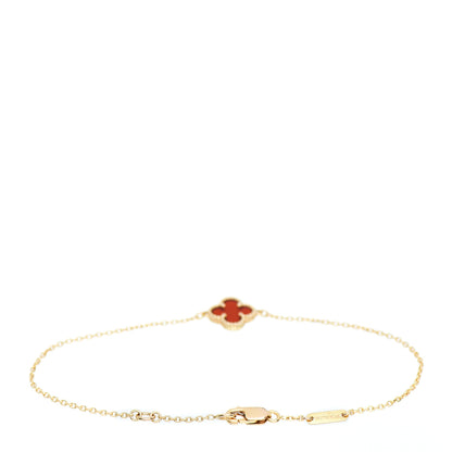 Van Cleef & Arpels 18K Rose Gold Carnelian Sweet Alhambra Bracelet 3 of 4