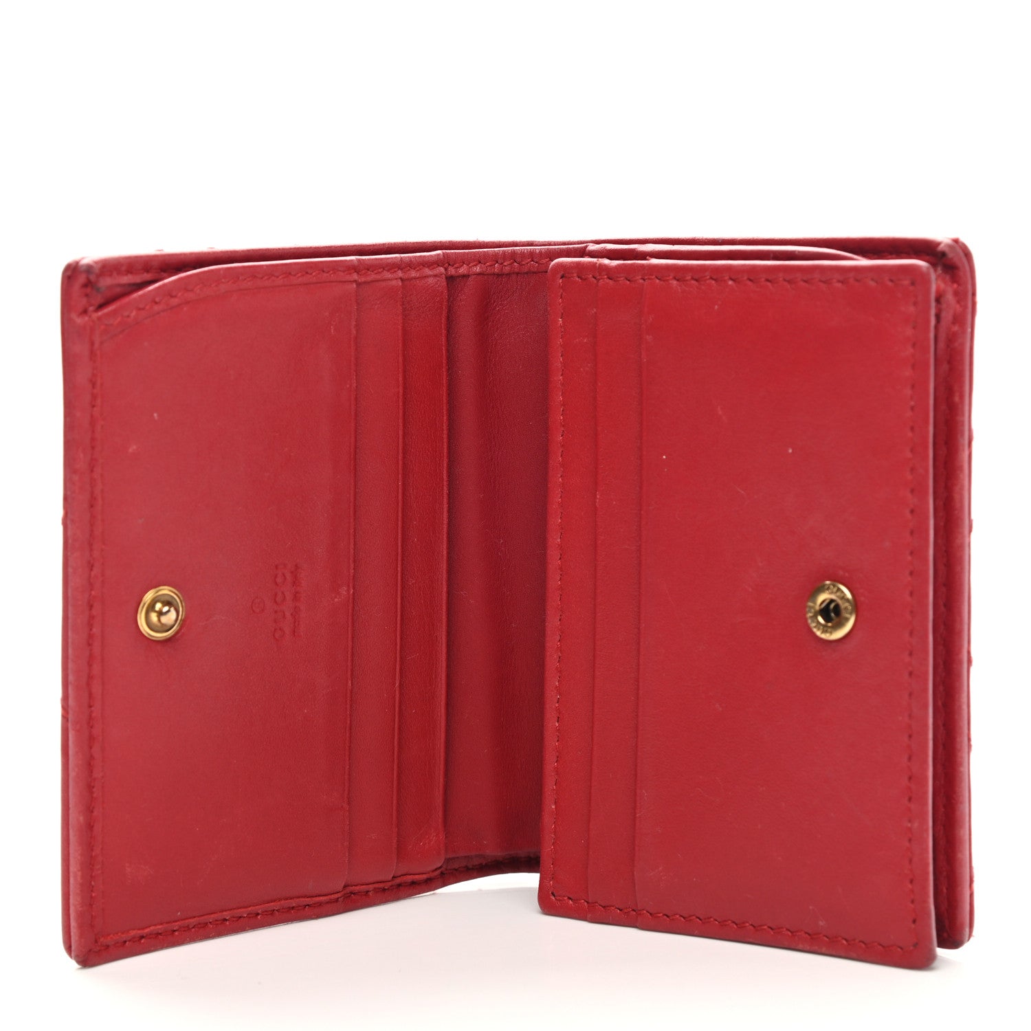 Gucci Calfskin Matelasse GG Marmont Card Case Wallet Hibiscus Red 5 of 16