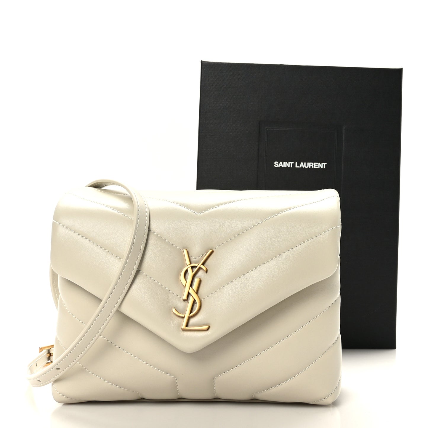 Calfskin Y Quilted Monogram Toy Loulou Crossbody Bag Blanc Vintage