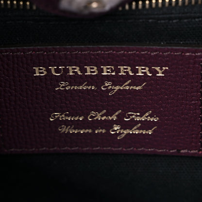Burberry Grainy Calfskin House Check Medium Banner Tote Mahogany Red 7 of 10