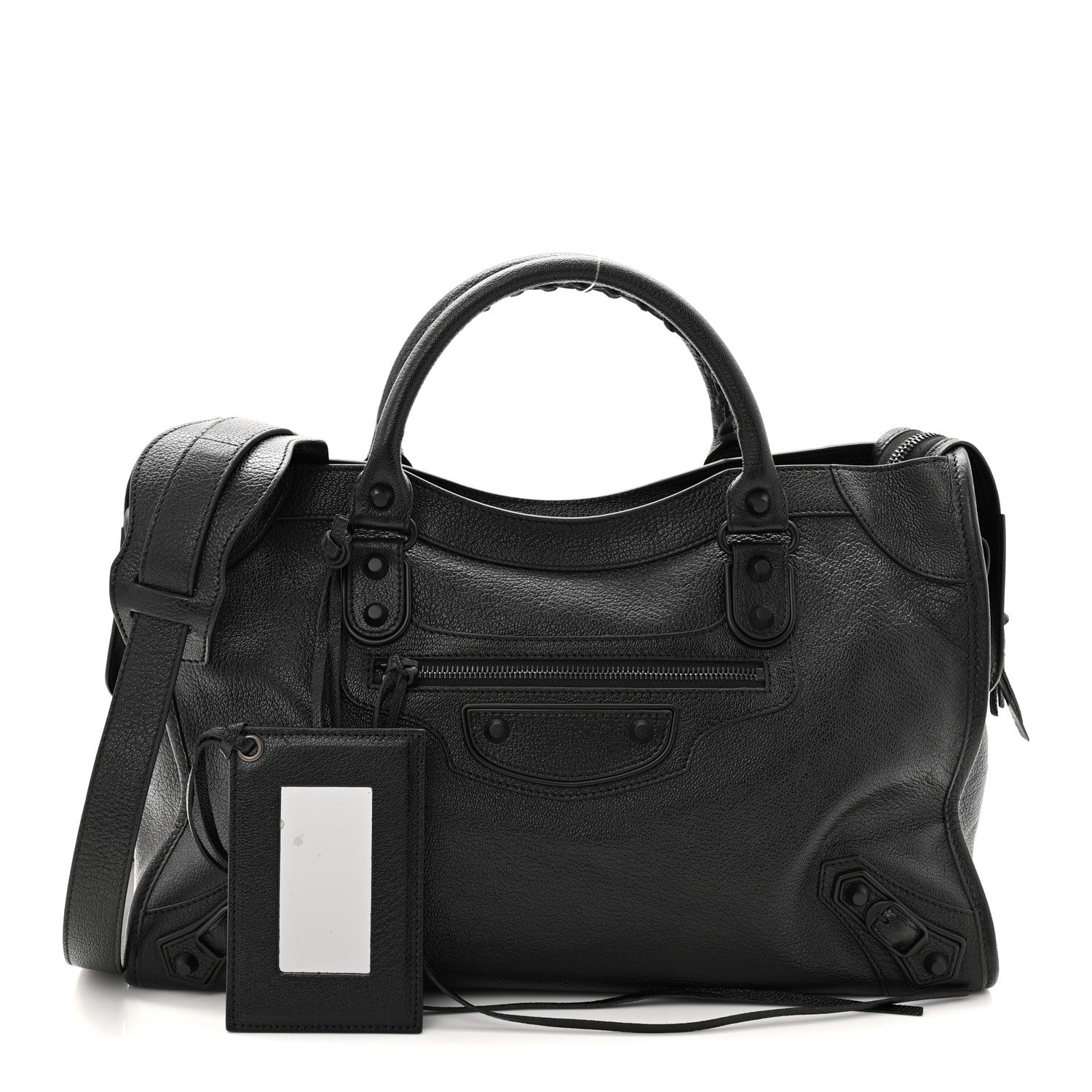 Balenciaga Shiny Grained Goatskin Black Metallic Edge City Black 3 of 11