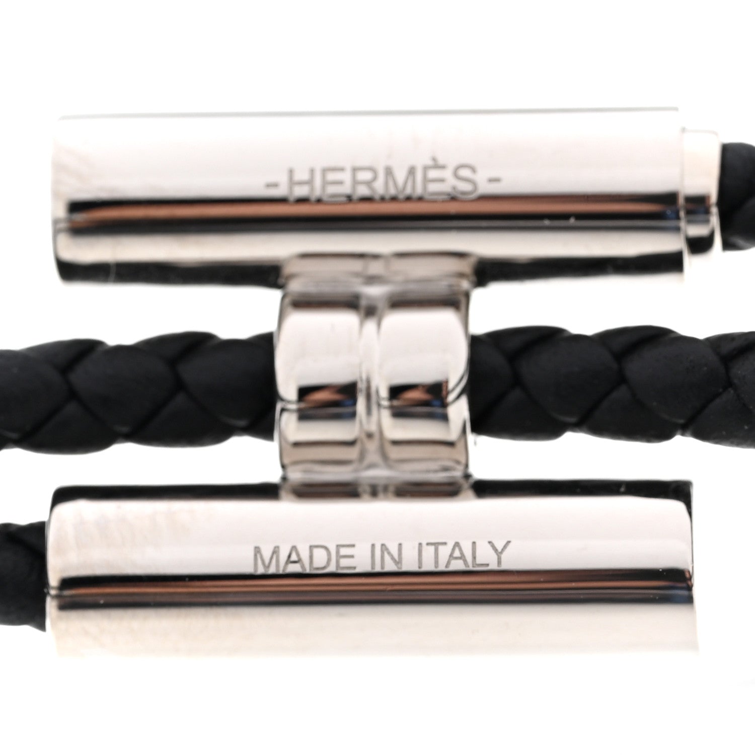 Hermes Swift Double Wrap Cord Tournis Tresse Bracelet Black 4 of 5