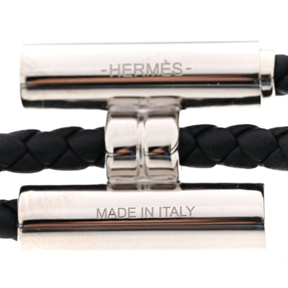 Hermes Swift Double Wrap Cord Tournis Tresse Bracelet Black 4 of 5