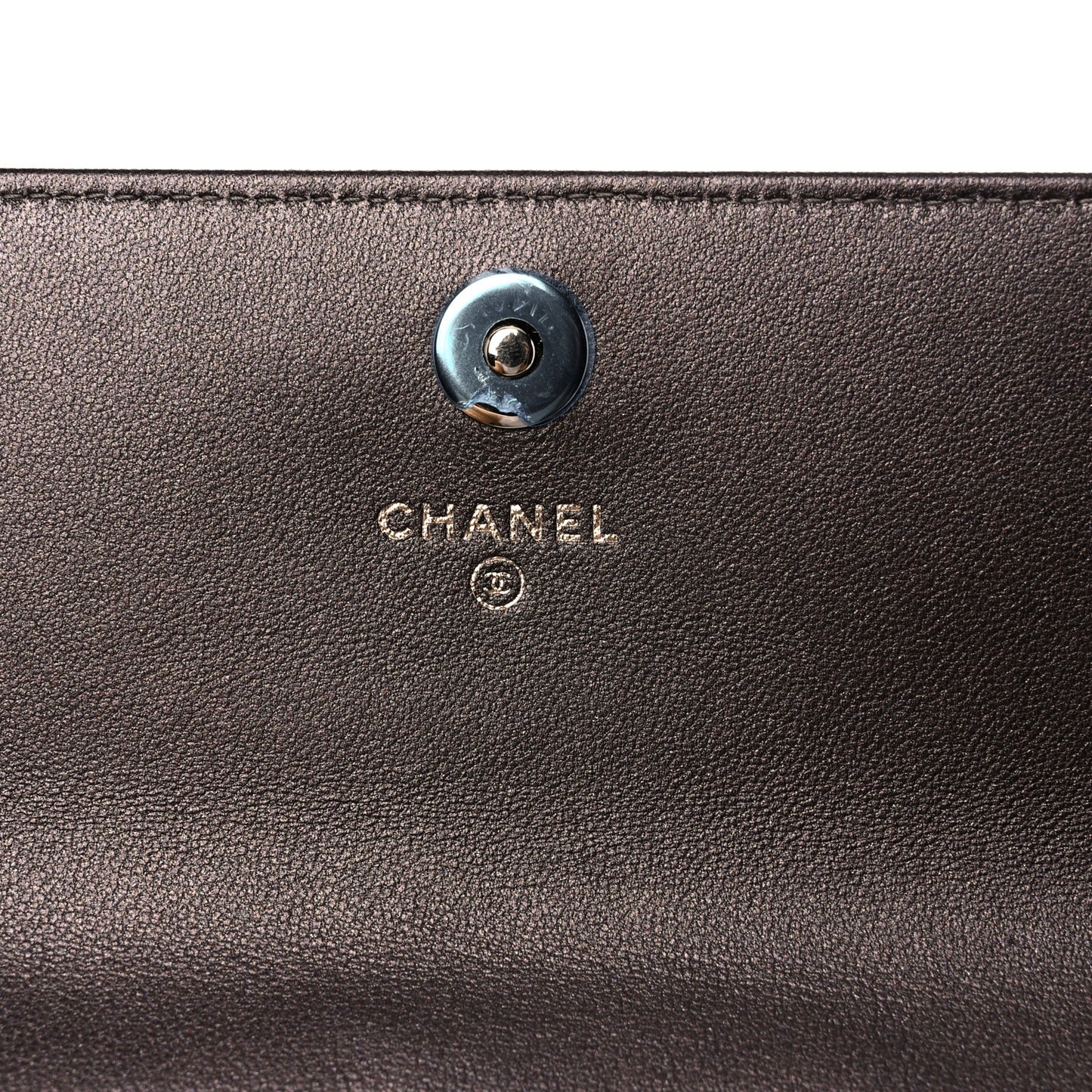 Lambskin Studded Wallet on Removable Chain Bronze