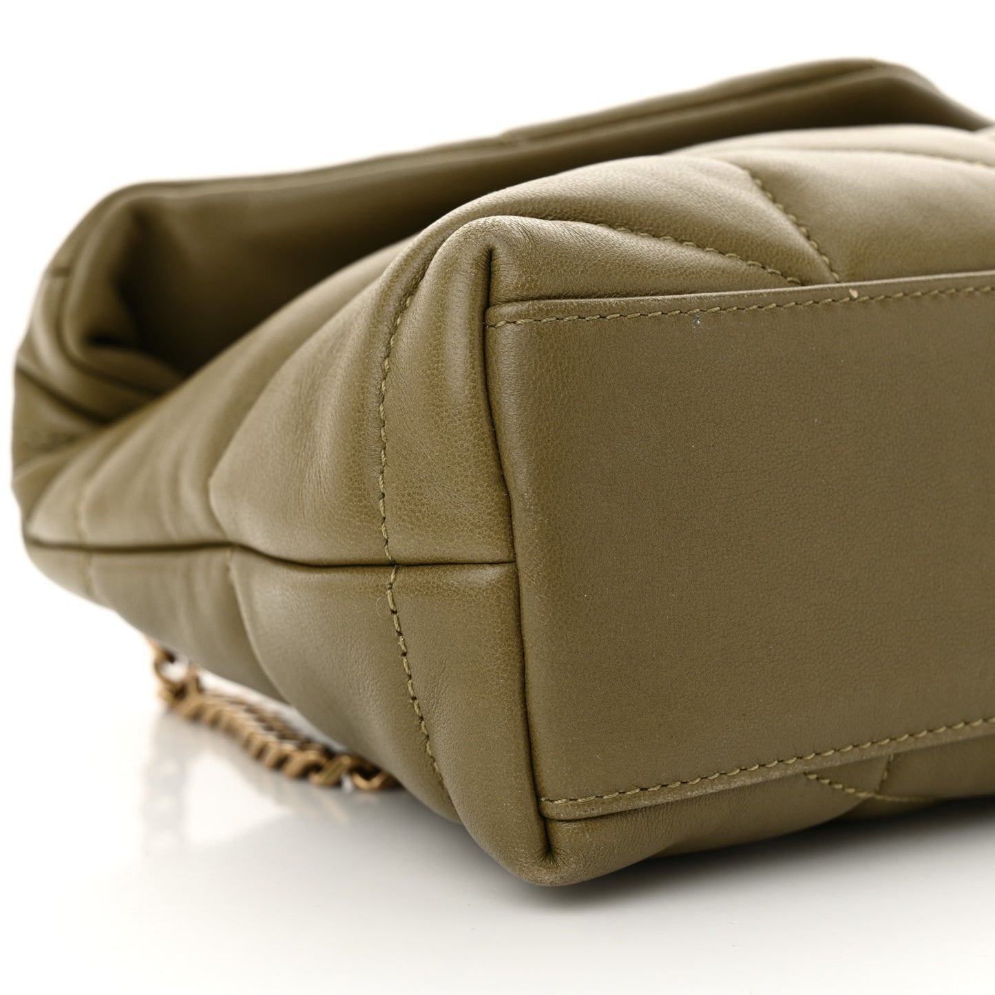 Lambskin Quilted Toy Loulou Puffer Monogram Chain Satchel Hazel Green
