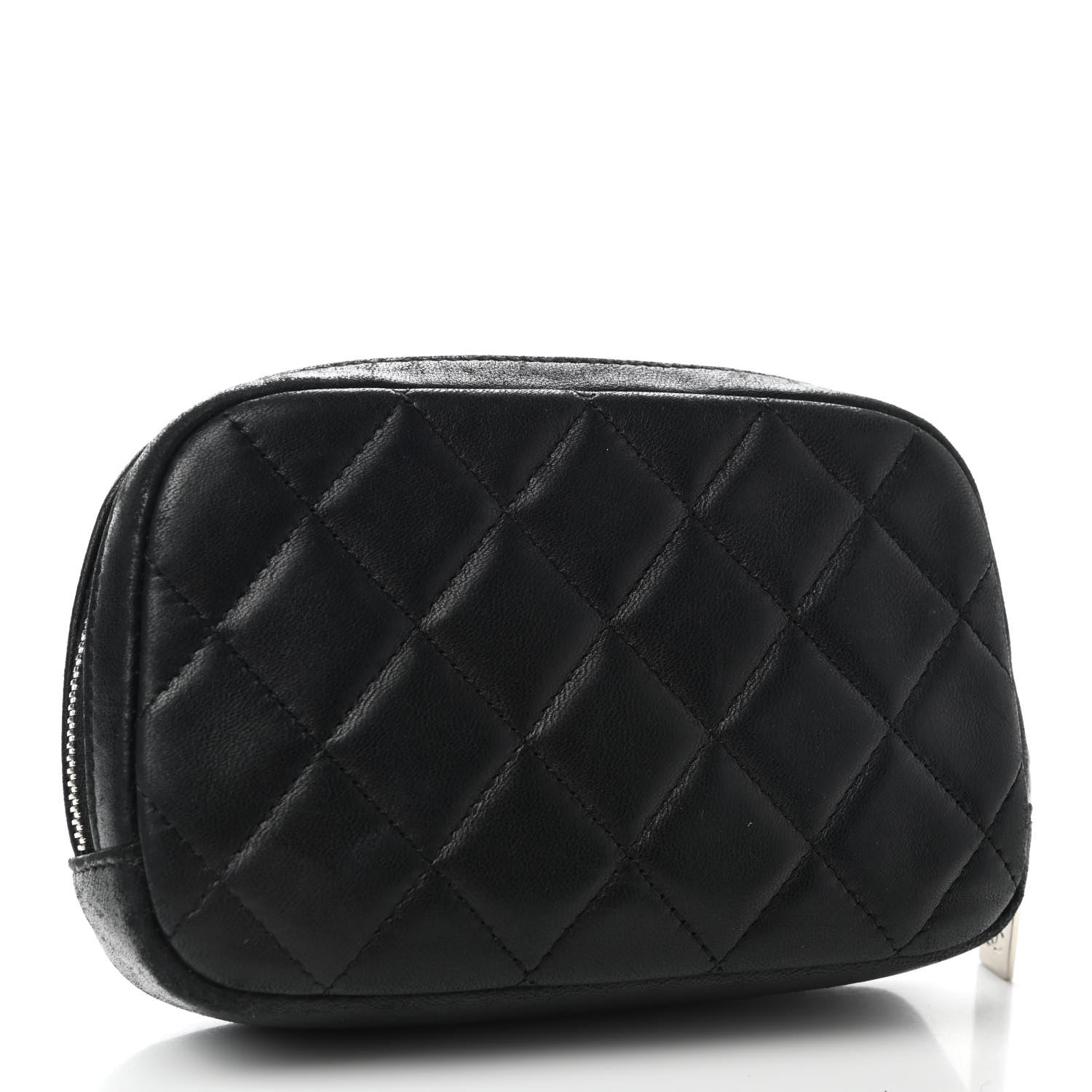 Chanel Lambskin Quilted Small Curvy Pouch Cosmetic Case Black 3 of 9