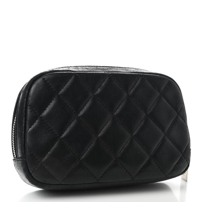 Chanel Lambskin Quilted Small Curvy Pouch Cosmetic Case Black 3 of 9